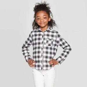 Girls' 4/5 XS Long Sleeve Buffalo Plaid Woven Button-Down